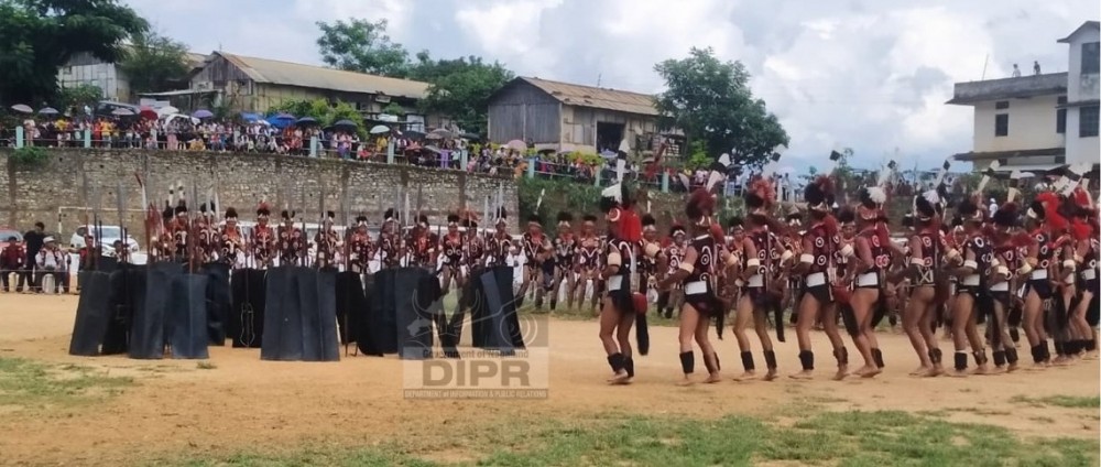 Cultural troupes performing during the Mungmung festival at Local Ground, Kiphire on September 2. (DIPR Photo)